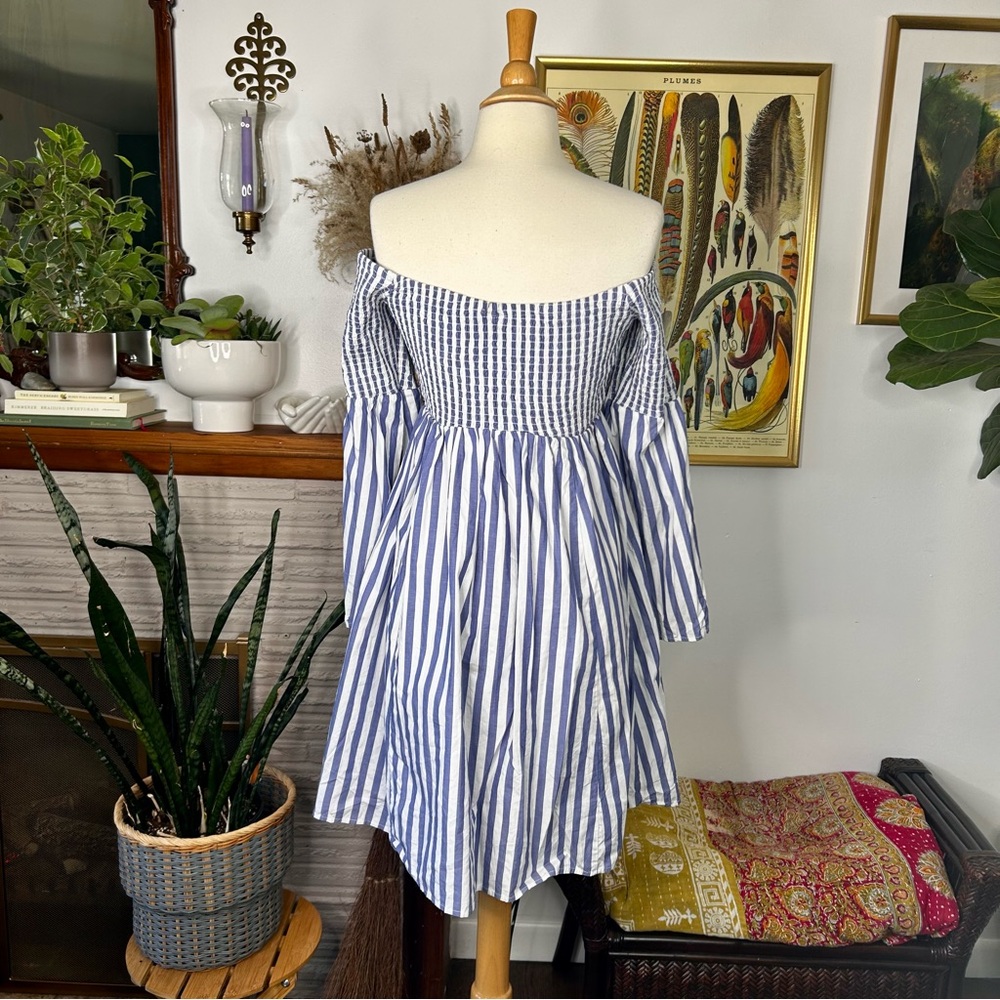 Torrid Blue Stripe Smocked Skater Dress - Picture 6 of 10